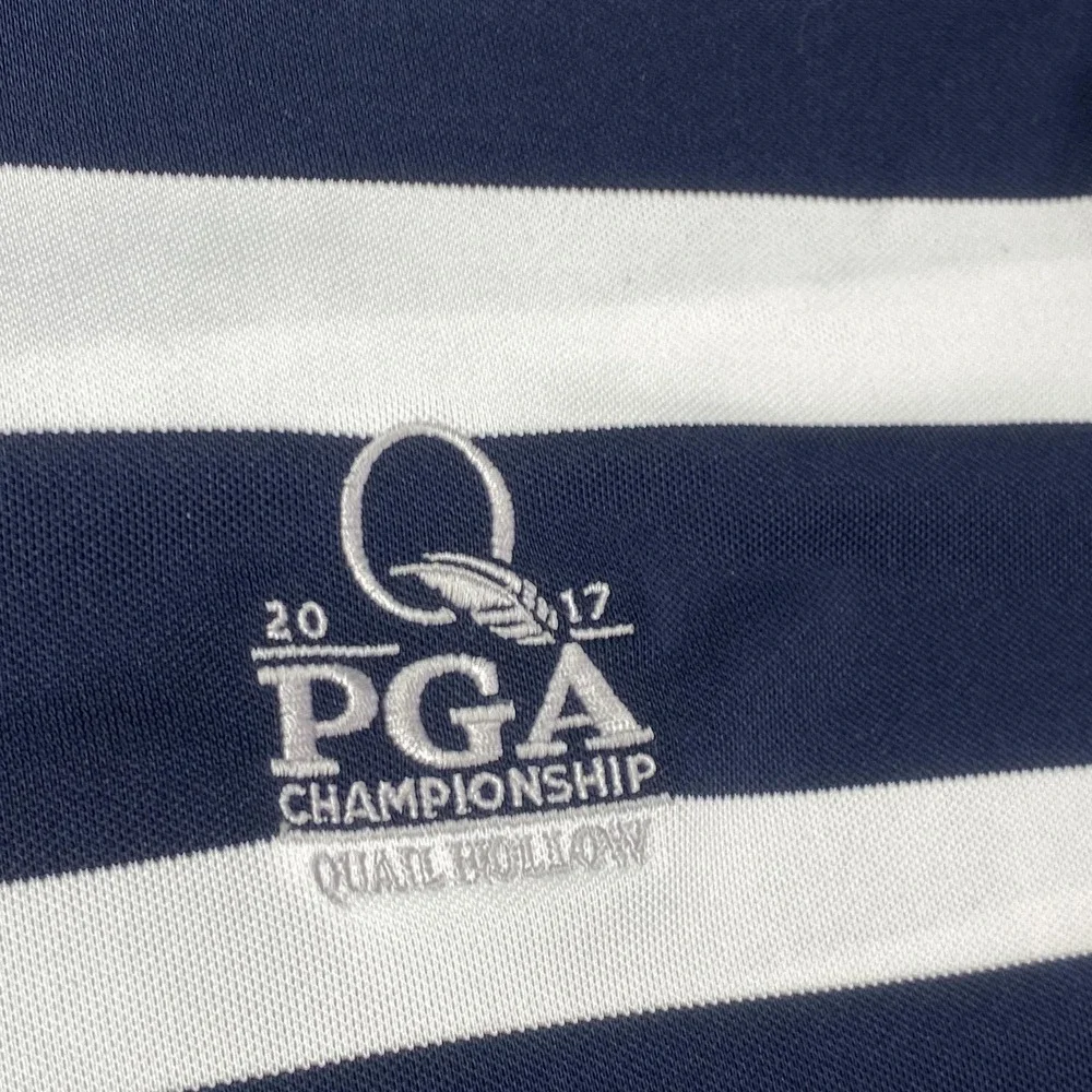 Ralph Lauren RLX Polo Shirt Mens XL Navy White Stripe PGA Championship Golf 2017